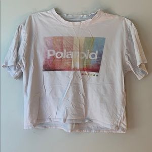 Distressed polaroid white shirt